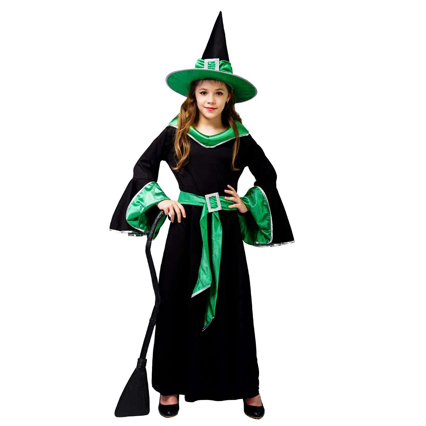 SEA HARE Strega Glamour costume arancio 7-9 anni con cappello