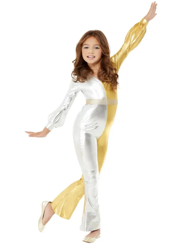 Smiffys 70s Super Chic costume bambina oro 7-9 anni
