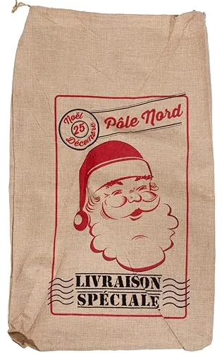 P'tit Clown sacco Babbo Natale juta beige 52x83 cm