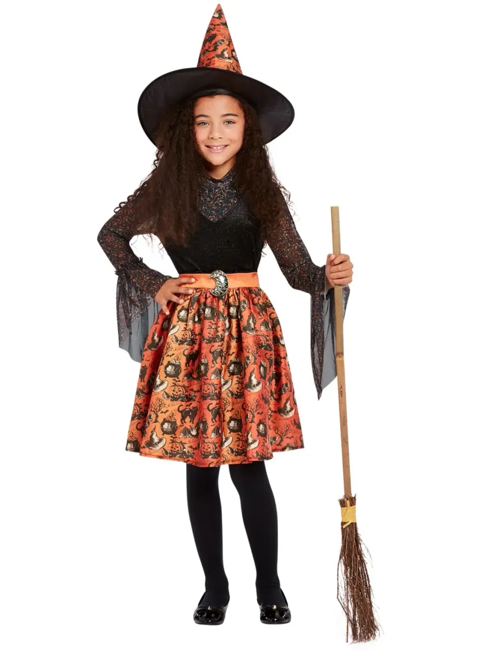 Smiffys Vintage Witch costume strega bambina S arancione
