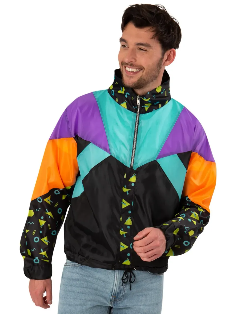 Smiffys 80s Windbreaker giacca unisex M colorata
