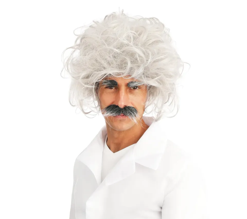 P'tit Clown Einstein parrucca bianca con baffi e sopracciglia