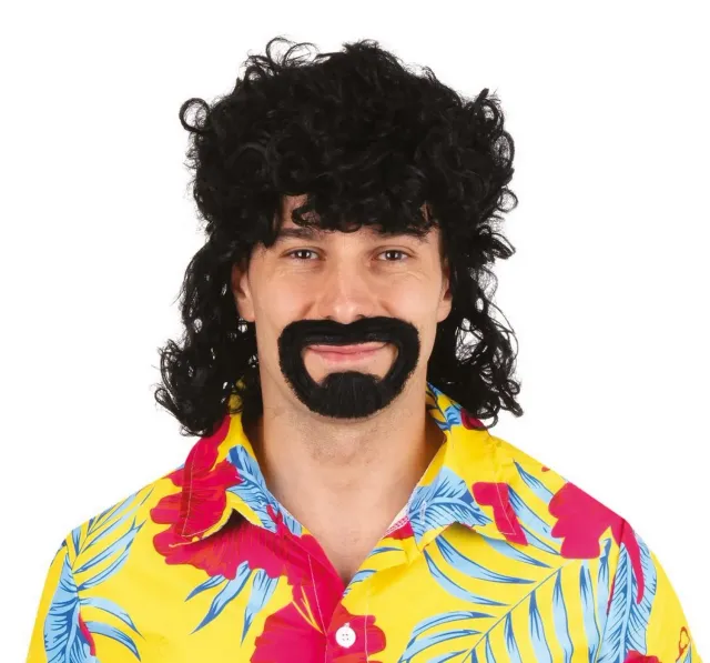 P'tit Clown Jacky 49890 Parrucca e Barba Nera Anni 70
