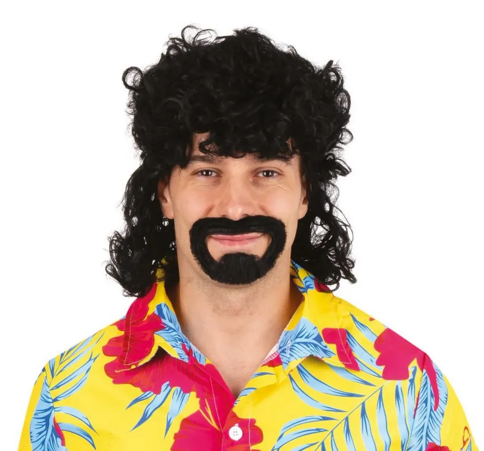 P'tit Clown Jacky 49890 Parrucca e Barba Nera Anni 70