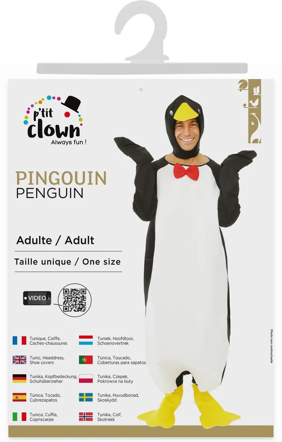 P'tit Clown 23967 Costume Pinguino Adulto Taglia Unica