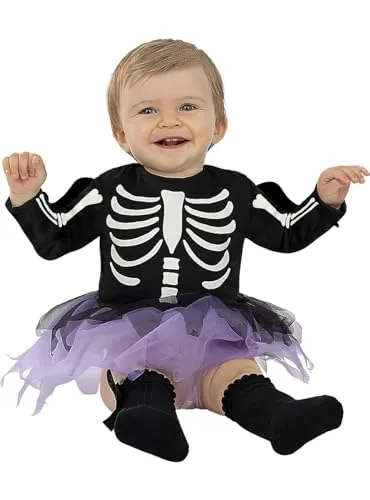 Funidelia scheletro bebè costume 0-6 mesi nero horror
