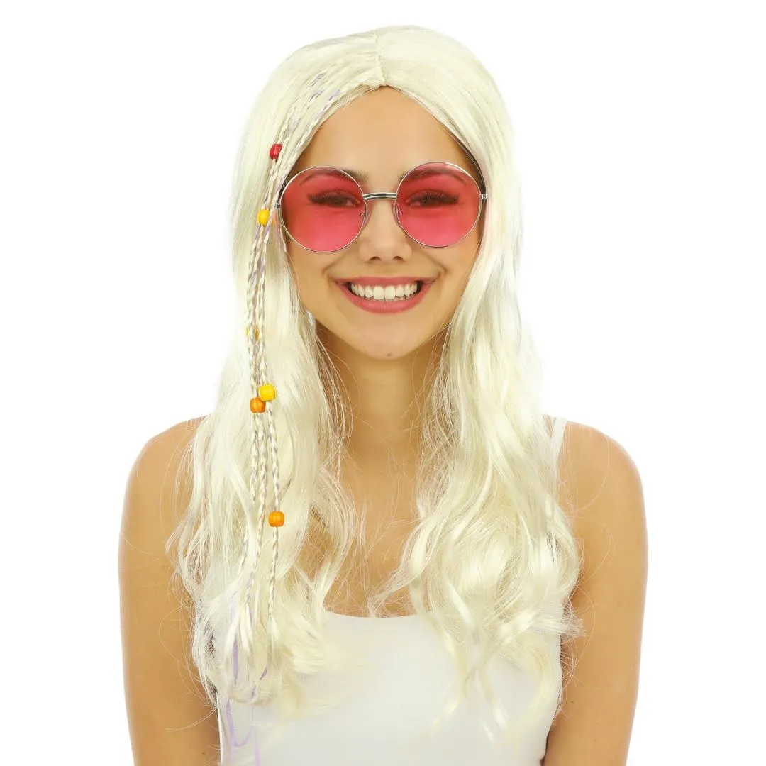 P'tit Clown Hippie occhiali tondi rosa metallizzati adulti