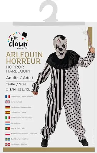 P'tit Clown Costume Arlecchino Horror Adulto Halloween