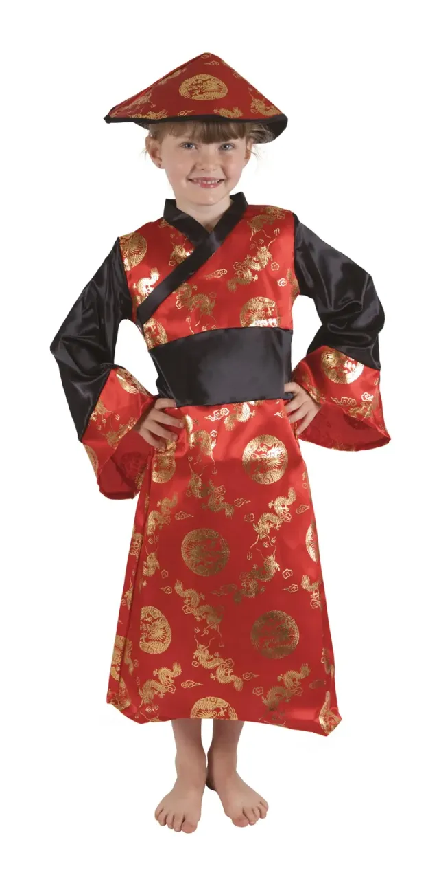 P'tit Clown Capodanno Cinese costume bambina rosso 10-12 anni