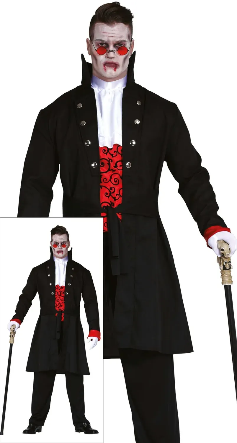 Fiestas Guirca Vampiro Costume Uomo M 48-50 Nero Rosso