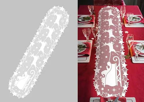 Fiestas Guirca Runner Babbo Natale Renne bianco traforato