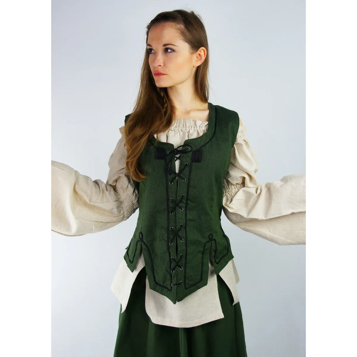 La Bottega di Merlino Gilet Selma Verde cotone ricamato
