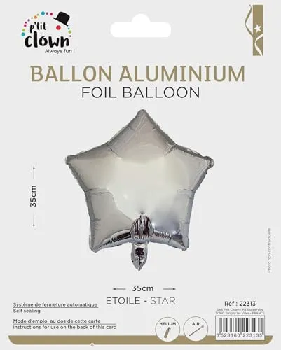P'tit Clown 22313 palloncino stella argento 37 cm