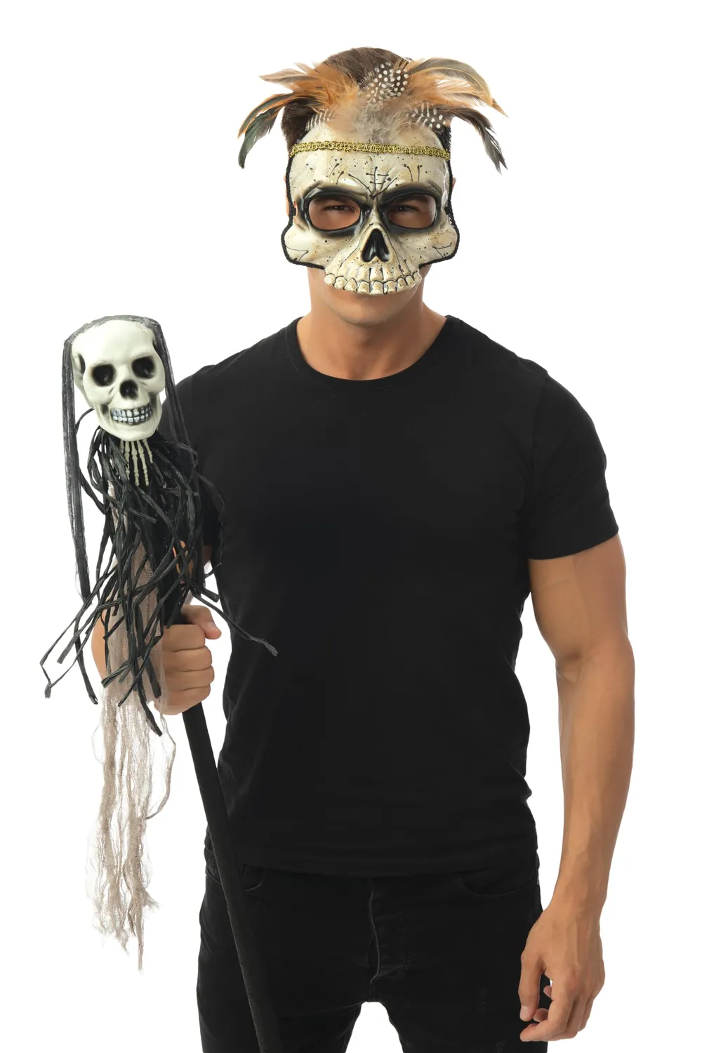 P'tit Clown bastone prete voodoo 90 cm teschio