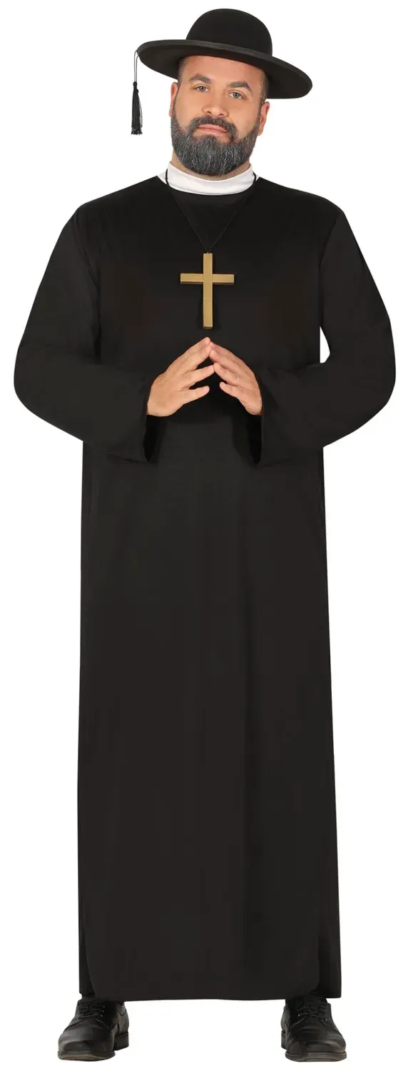 Guirca Prete costume uomo L nero con colletto