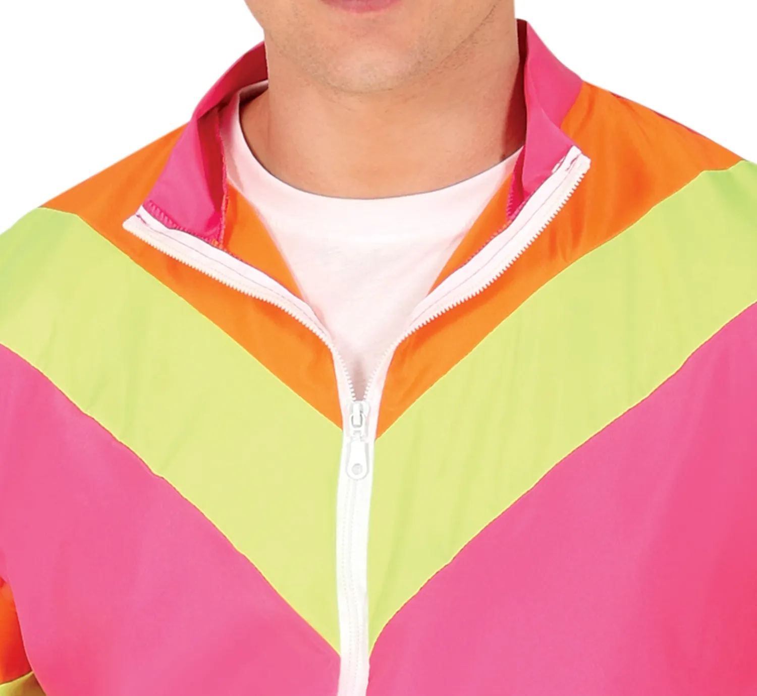 Fiestas Guirca Tuta Righe Rosa Neon costume uomo anni '80