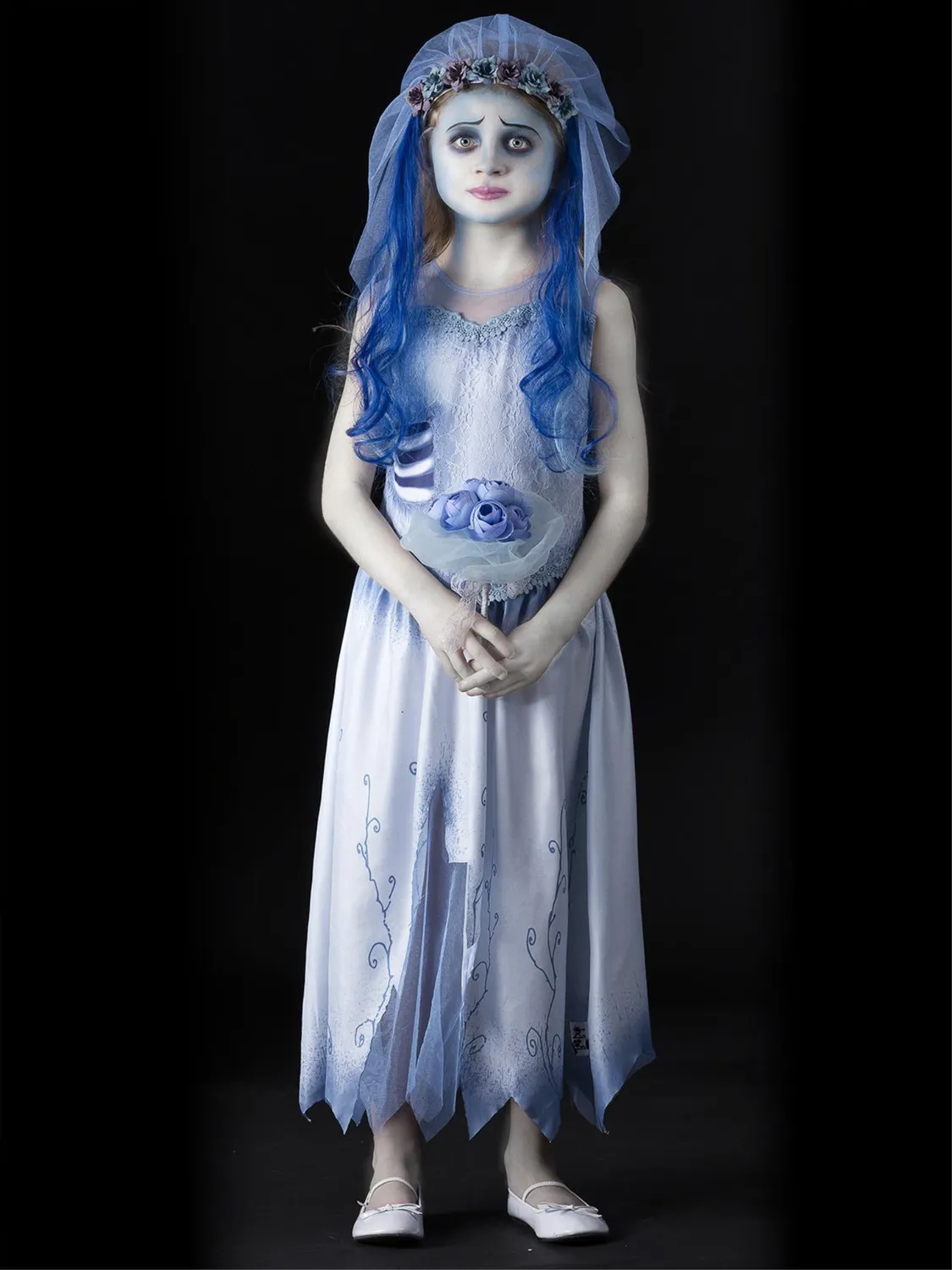 Smiffys Corpse Bride Emily costume bambina azzurro sposa