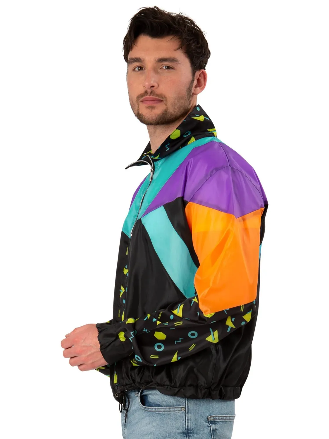 Smiffys 80s Windbreaker giacca unisex M colorata