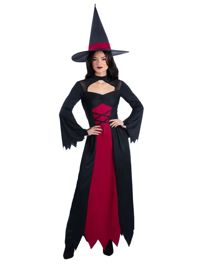 Smiffys Bewitched costume strega rosso M con cappello