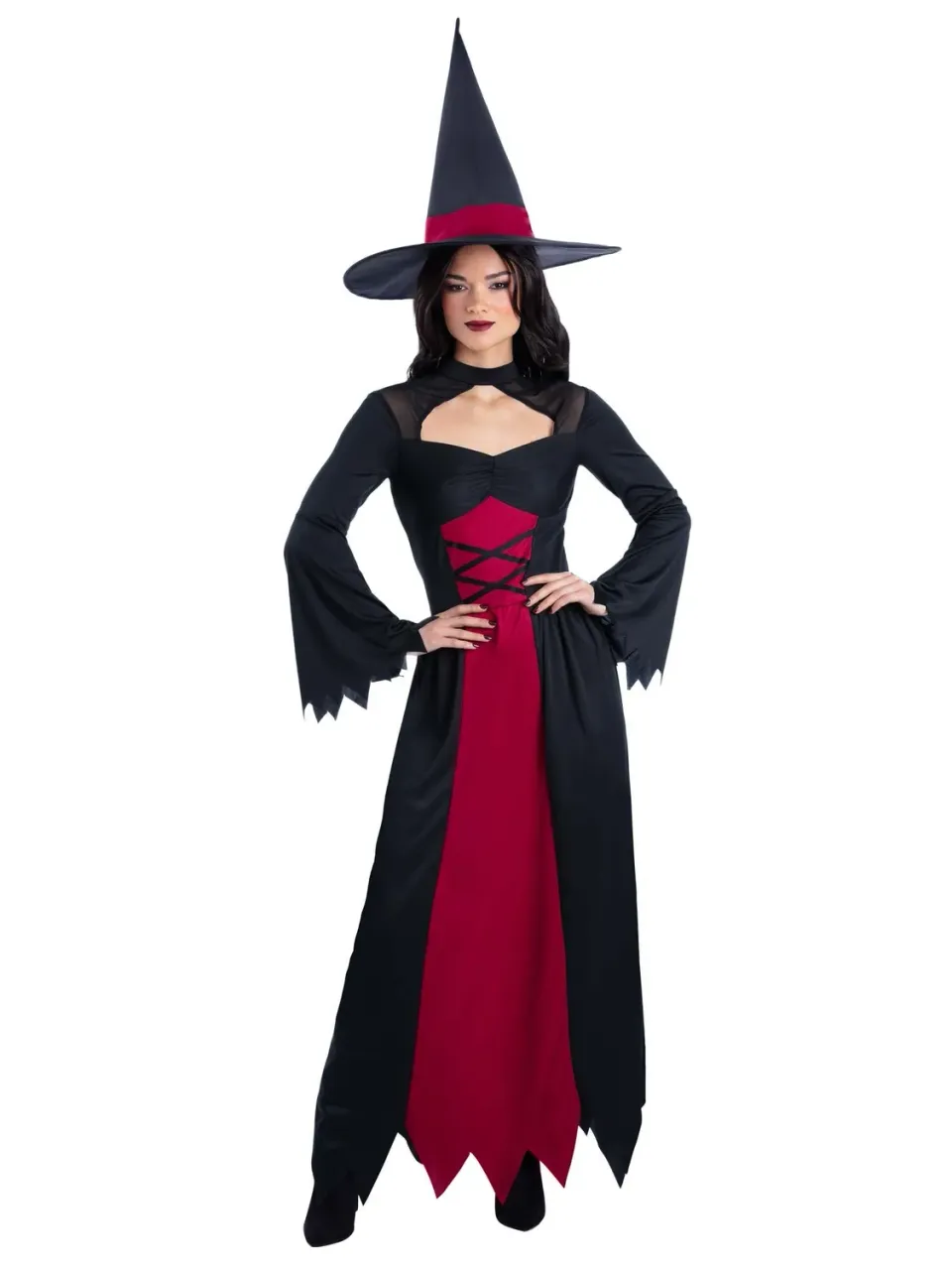 Smiffys Bewitched costume strega rosso M con cappello