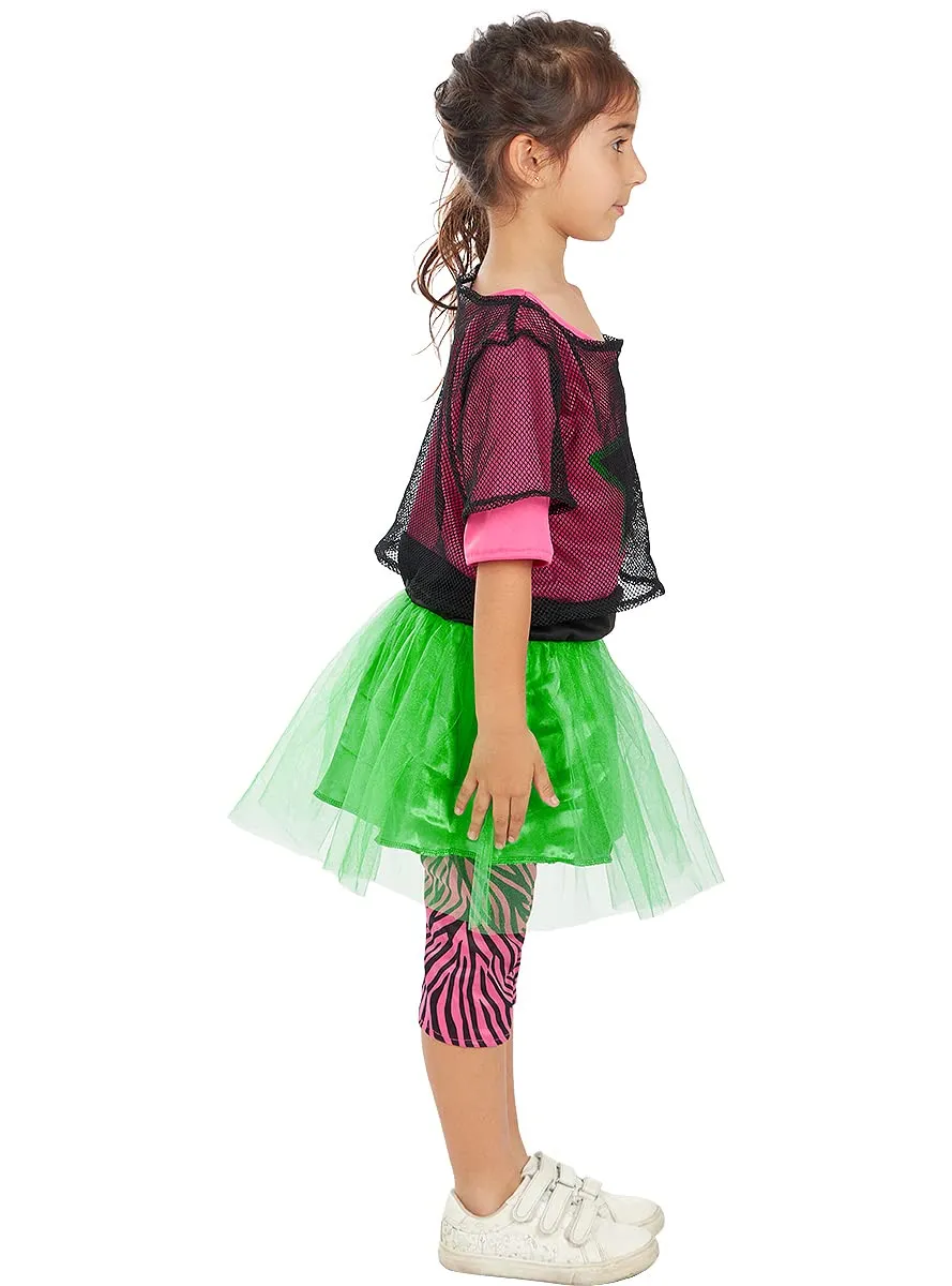 Funidelia Rock Star costume bambina rosa anni 80