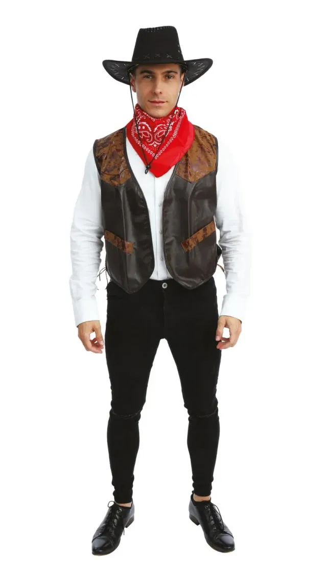 P'tit Clown 50670 gilet similpelle cowboy marrone taglia unica