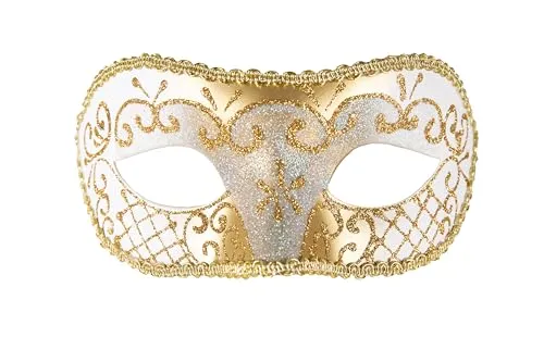 P'tit Clown 23400 maschera veneziana bianca e oro