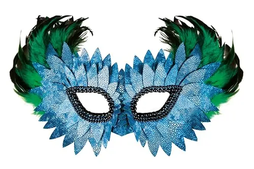 P'tit Clown 23387 lupo maschera piume scaglie blu lusso