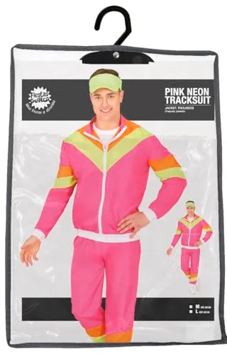 Fiestas Guirca Tuta Righe Rosa Neon costume uomo anni '80