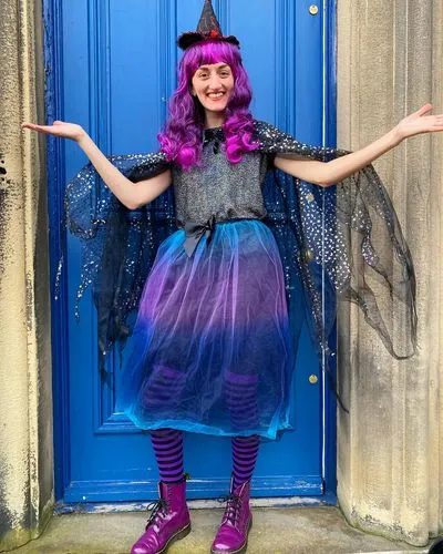 Smiffys Siren parrucca riccia viola lunga frangia donna