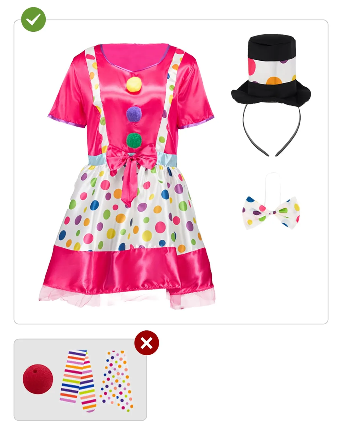 Funidelia Costume da Clown Donna Rosso S-M per Circo