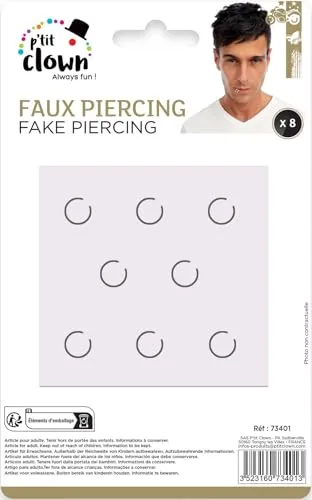 P'tit Clown Piercing Finto Anelli Argento 8 Pezzi