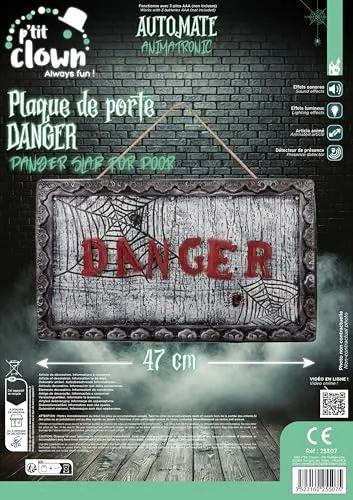 P'tit Clown Danger targa per porta grigia Halloween