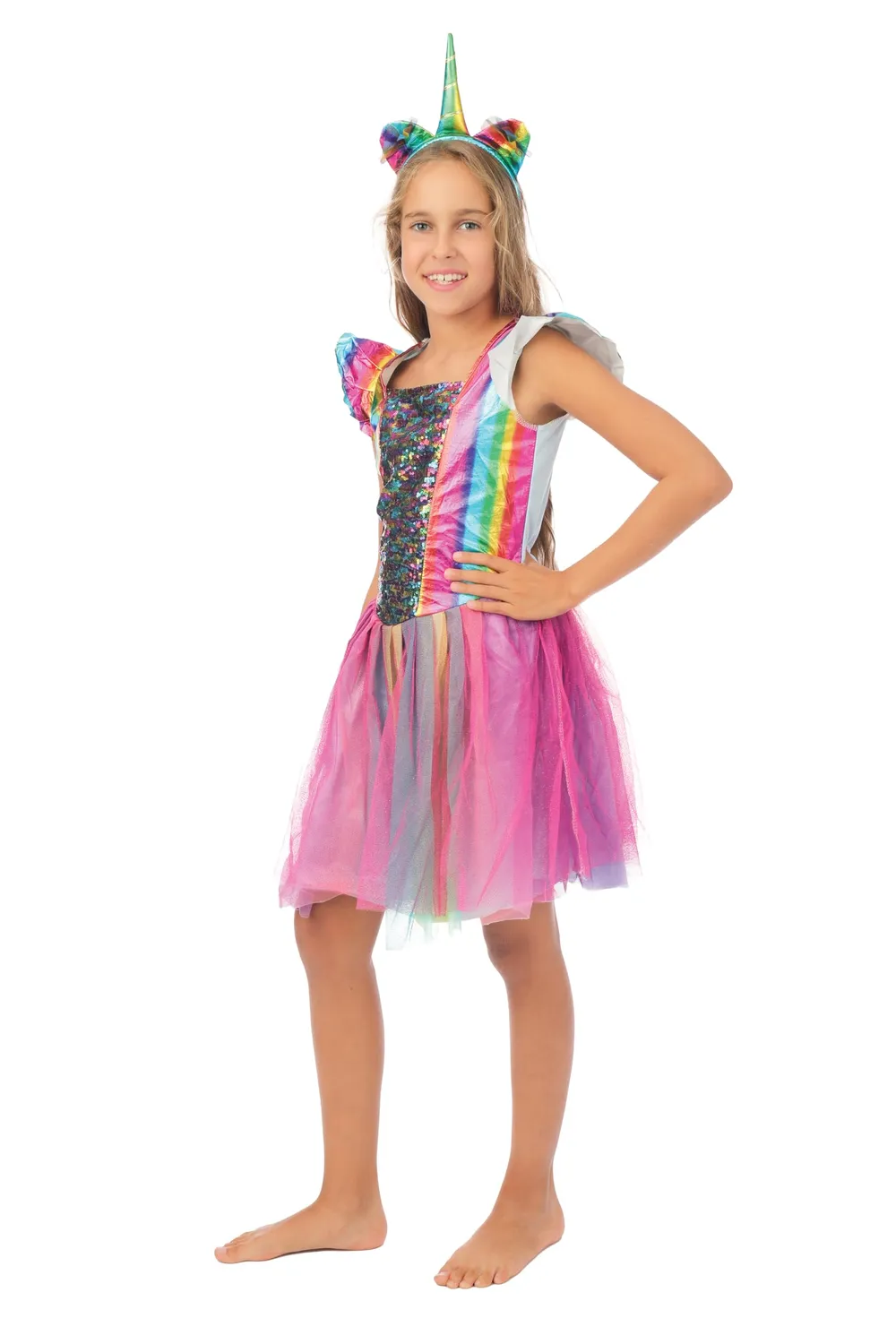 P'tit Clown Unicorno Costume Bambina 10-12 Anni Rosa