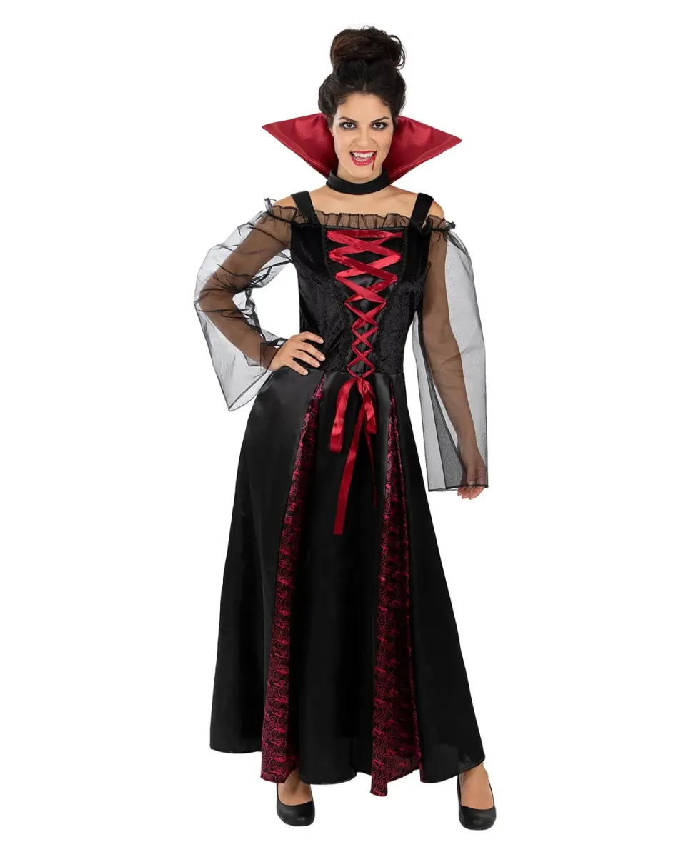 Funidelia Costume Vampira Donna Nero Gotico con Colletto