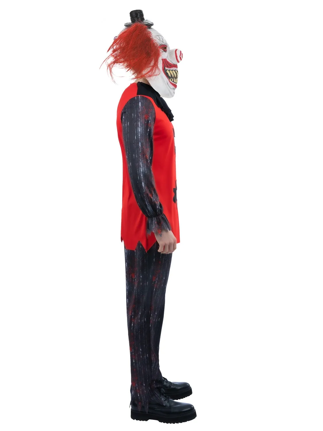 Smiffys Jester Chuckles costume clown uomo rosso 3 pezzi