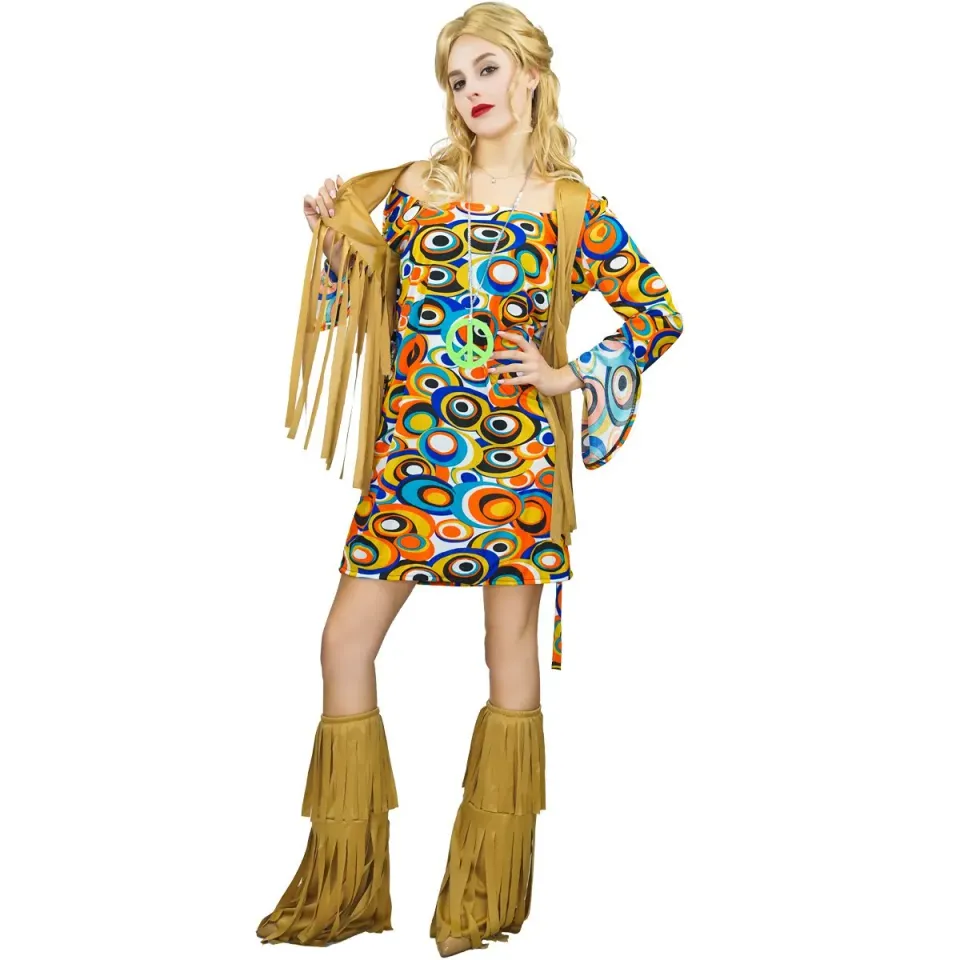 SEA HARE Costume Hippie Donna Anni 60-70 con Accessori