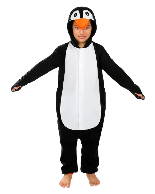 Funidelia Costume Pinguino Onesie Bambino 5-6 Anni Nero