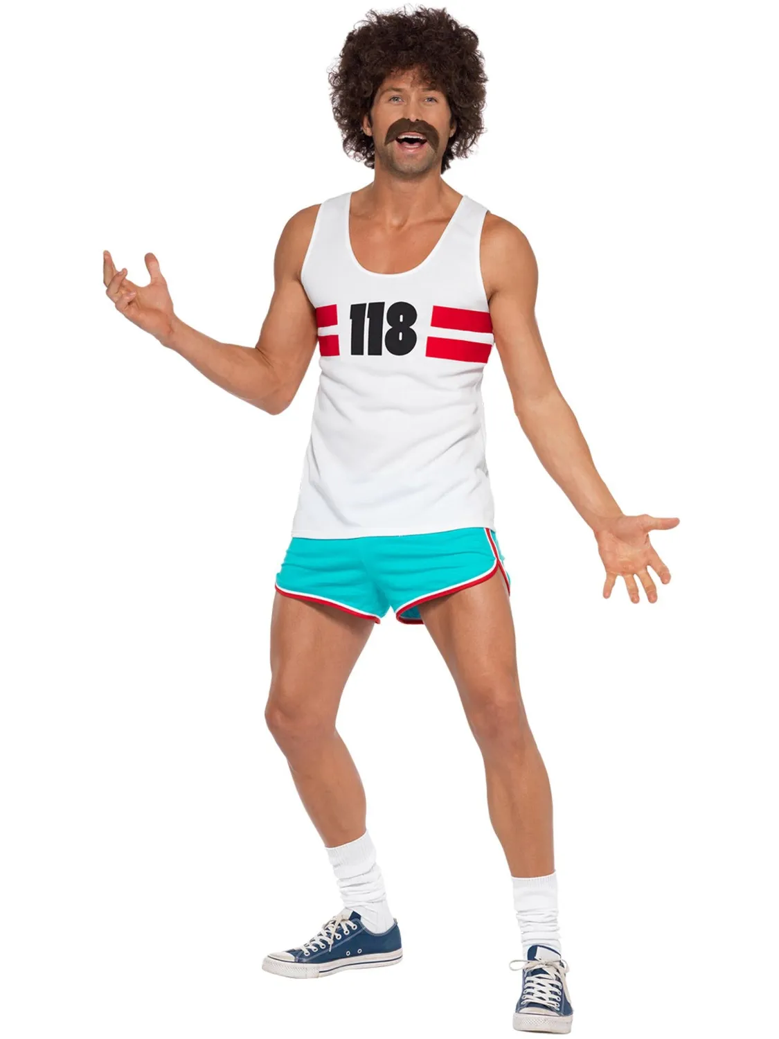 Smiffys 118118 Runner costume uomo bianco con shorts