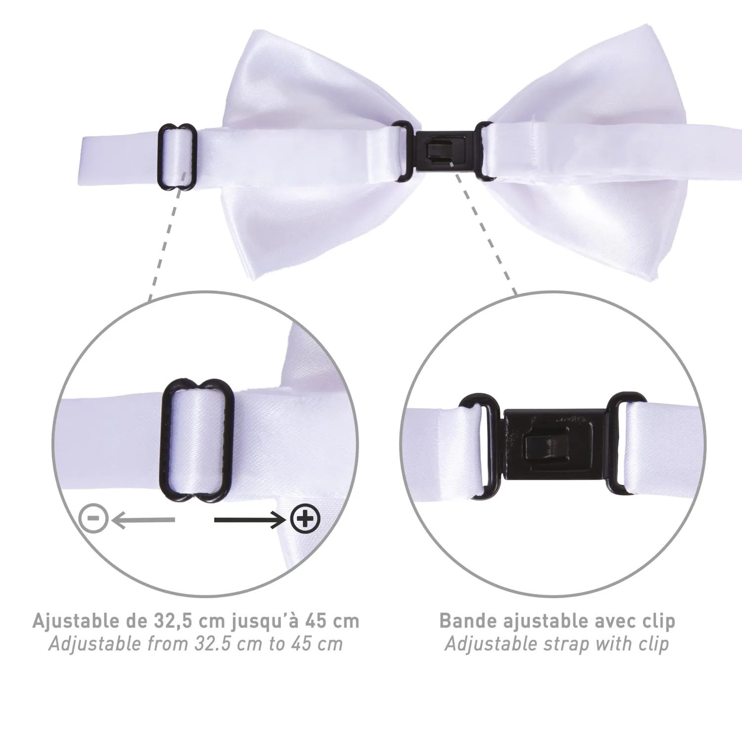 P'tit Clown 11890 Papillon Bianco Adulto Regolabile