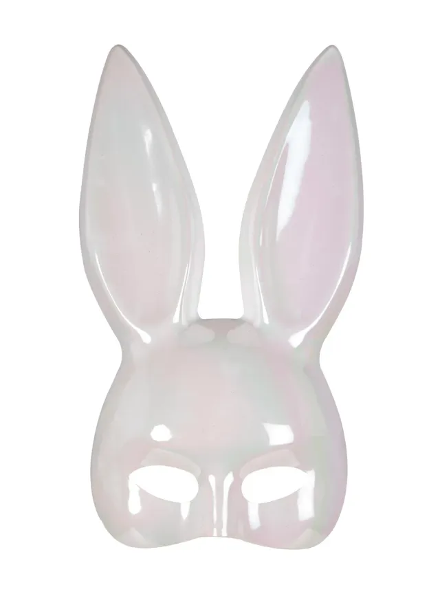 P'tit Clown 23391 mezza maschera coniglio bianco iridescente
