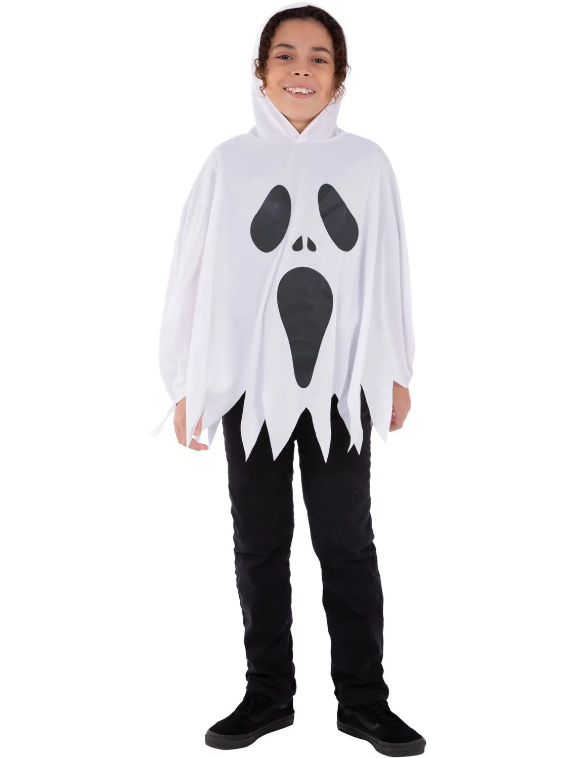 Smiffys Fantasma Bianco Poncho Bambino con Cappuccio