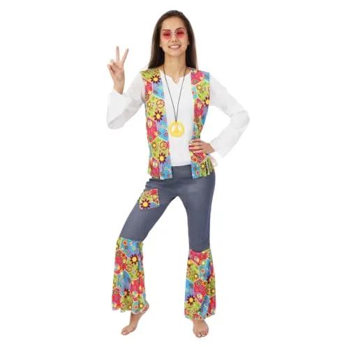 P'tit Clown Hippie Donna Costume L-XL Flower Power