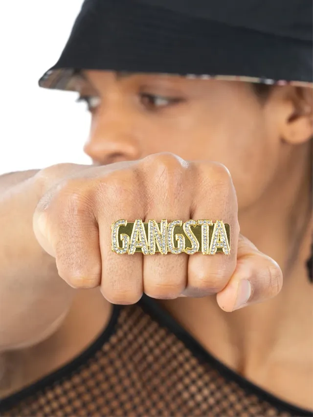 Smiffys 90s Gangsta Ring anello costume oro hip hop