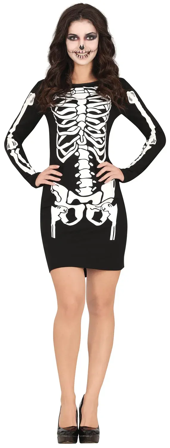 Guirca Mini Abito Scheletro costume donna S nero Halloween