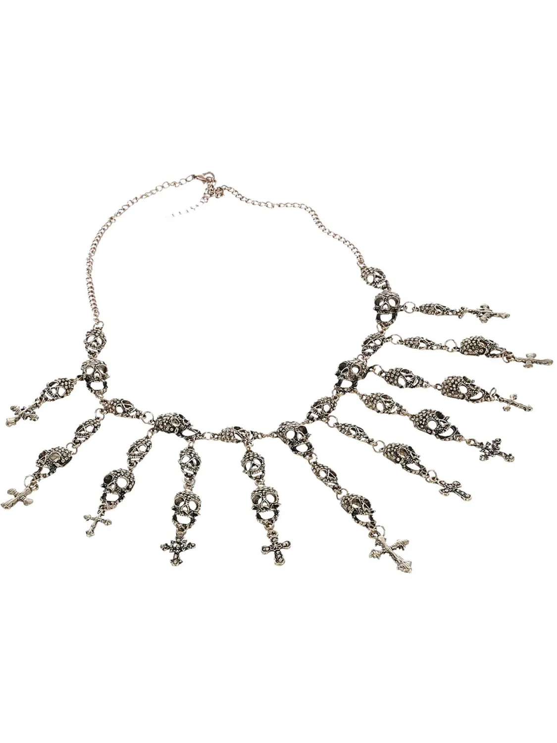 Smiffys Collana Teschio Voodoo Metallo Argento