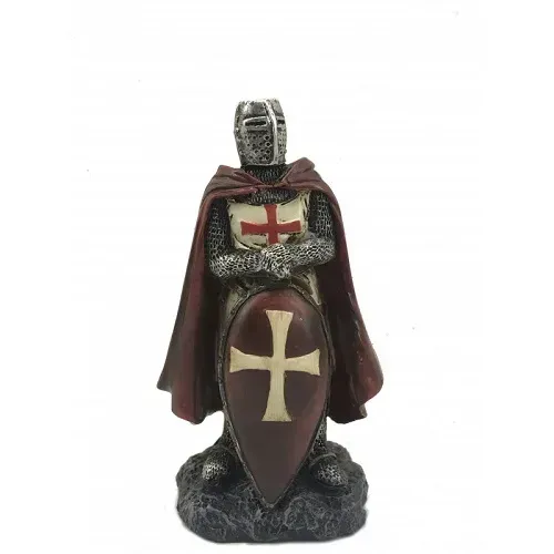 La Bottega di Merlino Cavaliere Templare Rosso Scudo 12 cm Resina