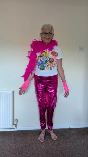 Smiffys 80s Metallic Disco Leggings Rosa M