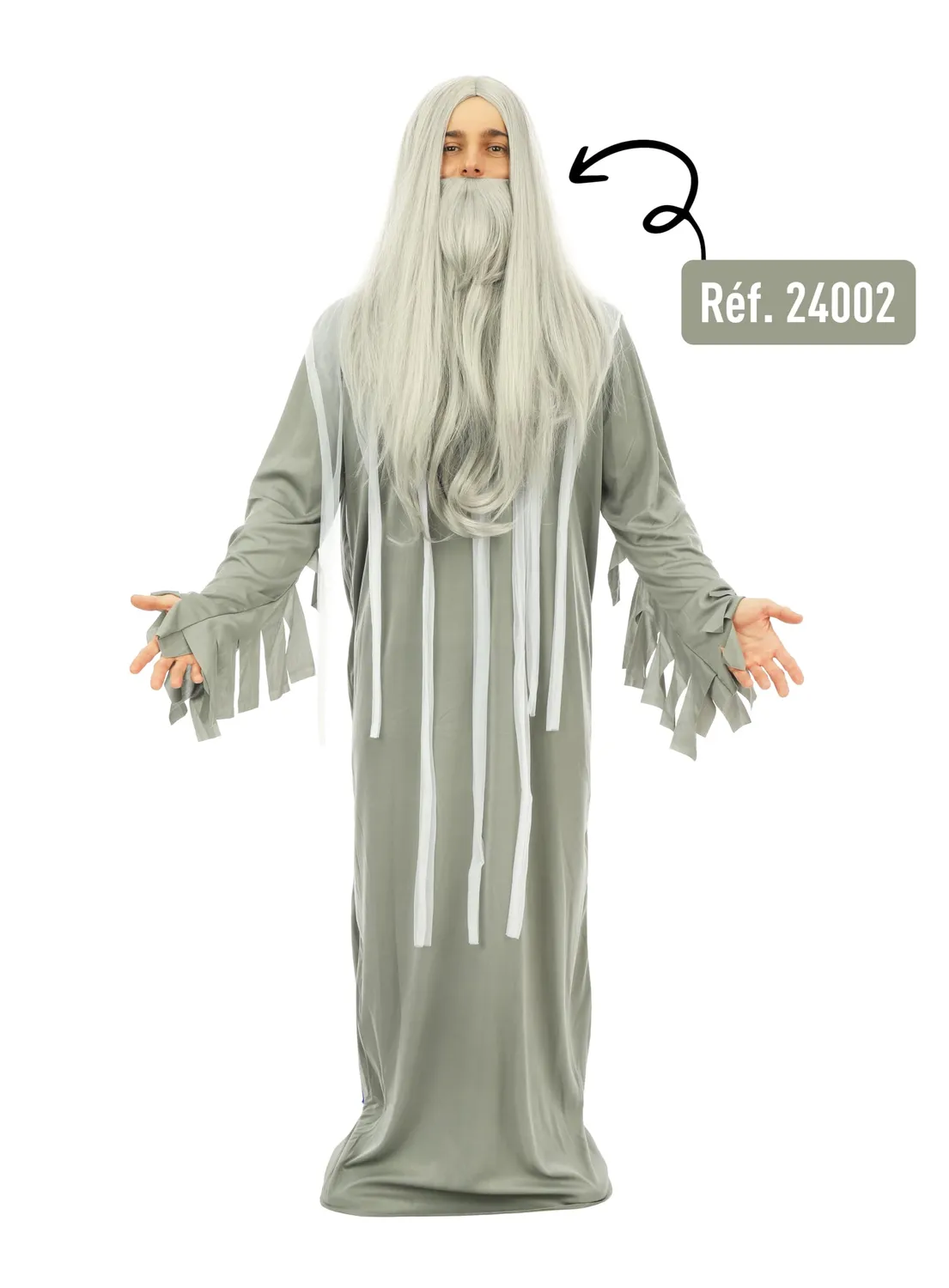 P'tit Clown Spettro costume grigio adulto