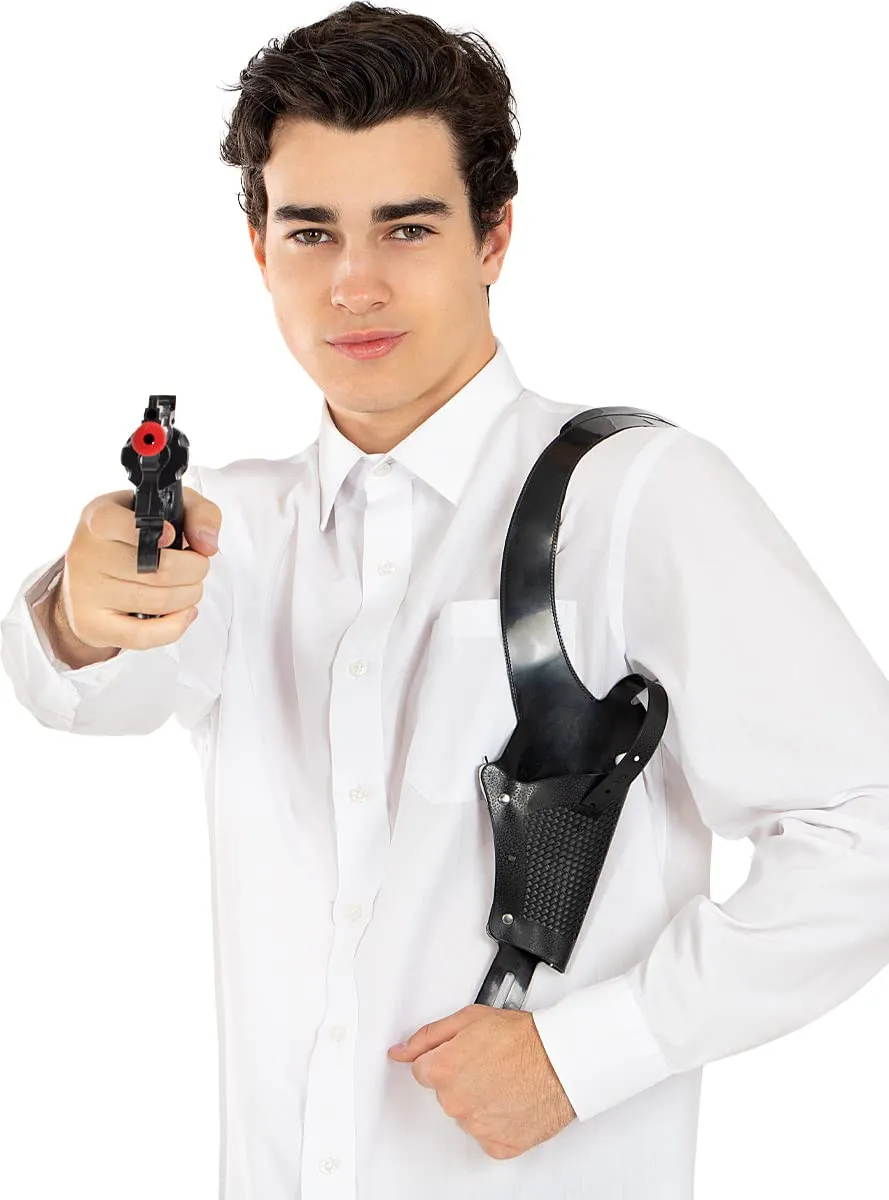 Funidelia Pistola con Fondina da Spalla Nera 23 cm Anni 20 Plastica
